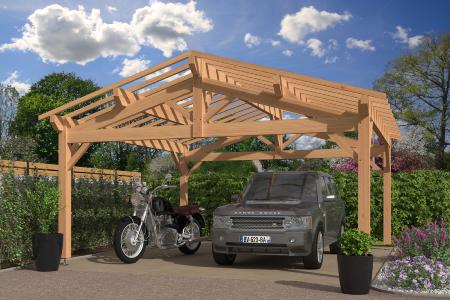 Carport double pentes 6 x 6 m en Douglas