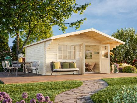 Abri de jardin BRITTA 19,7 m² en 40 mm- Bois Naturel non - traité