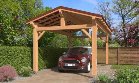 Carport double pentes 3,5 x 5,5 m en Douglas