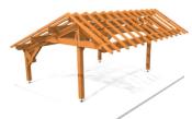 Carport asymétrique 5,90 x 6,30 m en Douglas